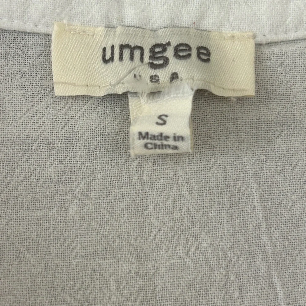 Umgee White Boho Ruffle Sleeve Button Front Gauze Blouse 100% Cotton Size Small
